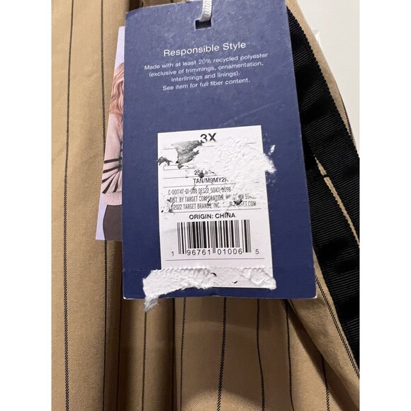 La Ligne x Target  Women's Striped Wide-Leg Trousers Tan/ Black - Size 3X - Picture 6 of 7